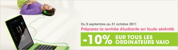 Réduction Sony VAIO -10 % pour les étudiants